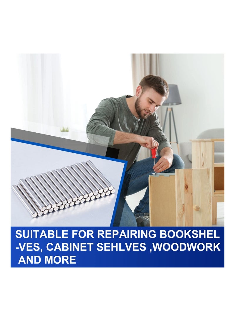 Shelves Dowel Pin, 5 mm x 40 mm Shelf Brackets Pegs, Stainless Steel Shelf Pins, Metal Bookshelf Pegs Support, Fasten Elements, for Cabinet Furniture Fixing Component Position (32 PCS) - Image 3