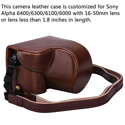 Hargedis XEVN for sony a6400 case,for sony a6300 case,Premium PU Full Body Leather Camera Case Bag for sony alpha a6300 a6000 a6100 a6400 Fit 16-50mm Lens with camera Shoulder Strap(Coffee) - Image 2