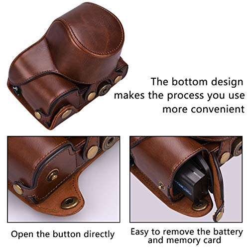Hargedis XEVN for sony a6400 case,for sony a6300 case,Premium PU Full Body Leather Camera Case Bag for sony alpha a6300 a6000 a6100 a6400 Fit 16-50mm Lens with camera Shoulder Strap(Coffee) - Image 5