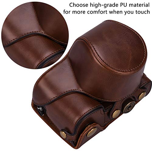 Hargedis XEVN for sony a6400 case,for sony a6300 case,Premium PU Full Body Leather Camera Case Bag for sony alpha a6300 a6000 a6100 a6400 Fit 16-50mm Lens with camera Shoulder Strap(Coffee) - Image 3