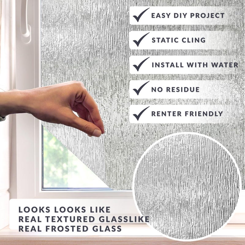 Artscape Rain 36 x 72 Inch Window Film, Made in USA â€“ Provides Decorative Privacy, Non-Adhesive, Textured Glass Pattern, UV Protection, Easy to Apply and Removable - Image 2