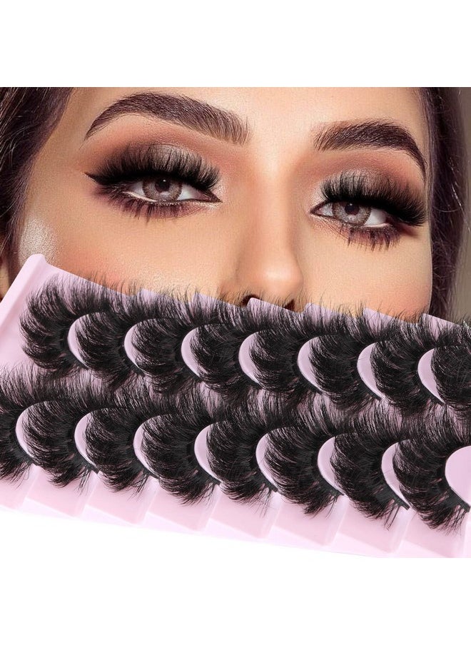 ALICROWN HAIR - False Eyelashes Thick 20Mm Lashes Mink Fluffy Volume 3D Fake Eyelashes Dramatic Full Long Faux Mink Eye Lashes Pack 8 Pairs Big Curly False Lash Alicrown - Image 1