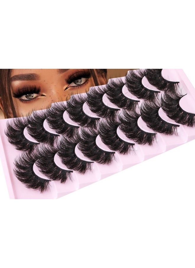 ALICROWN HAIR - False Eyelashes Thick 20Mm Lashes Mink Fluffy Volume 3D Fake Eyelashes Dramatic Full Long Faux Mink Eye Lashes Pack 8 Pairs Big Curly False Lash Alicrown - Image 1