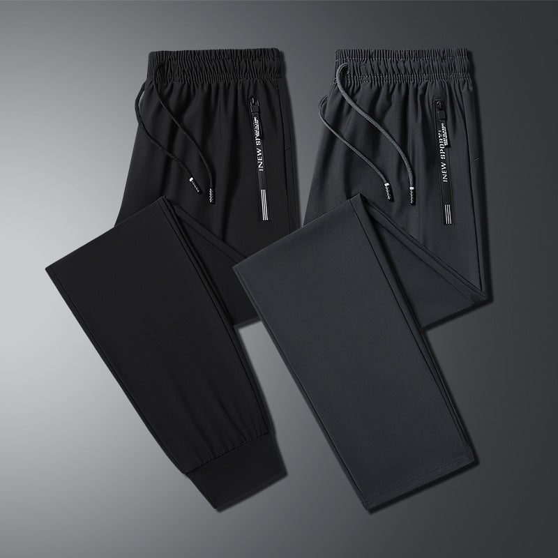 Summer Ice Silk Jogger Pants For Men And Women, High Elasticity Quick-Dry Casual Straight-Leg Wide-Leg - Image 1
