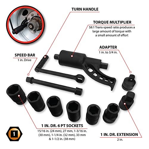 Performance Tool أداة الأداء M208 مفتاح مضاعف عزم الدوران 3,688 قدم/رطل – مفتاح مضاعف عزم الدوران 1 بوصة لإزالة صواميل العجلات ومضخم عزم الدوران - Image 2