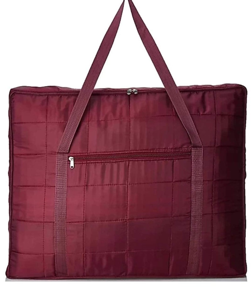 Miracle Moms Quilted Blanket Storage Bag With Zipper Premium Double bed Quilted Blanket Storage Bag Rajai Cover with Zipper Handles Garment Cover bag Waterproof Dustproof Maroon - Image 2