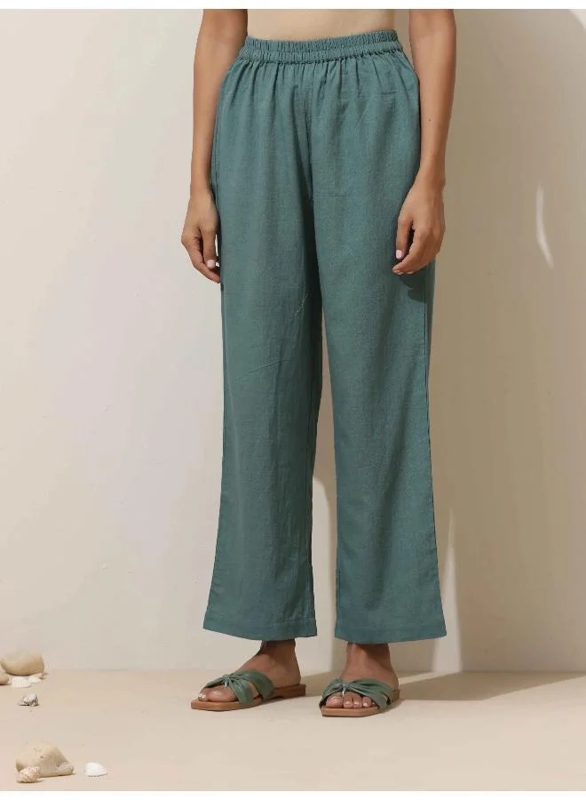 trueBrowns trueBrowns Green Cotton Kurta Pant Set
