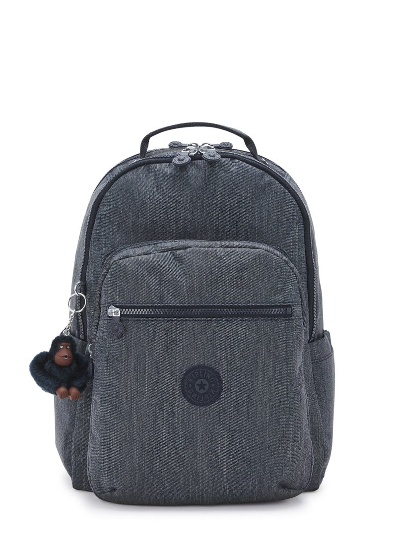 kipling Seoul Lap School Large Backpack with Separate Laptop Compartment Marine Navy - Image 1