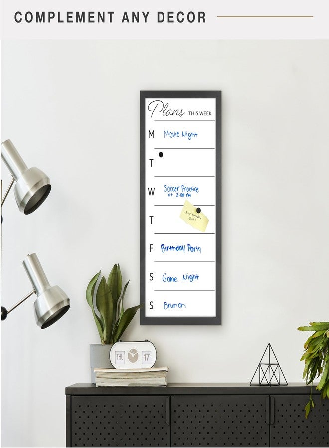 أم سي أس مخطط أسبوعي قابل للمسح الجاف من MCS، مقاس 14×30 بوصة، بإطار أسود، لوحة بيضاء للتعليق على الحائط، خطط لأسبوعك مع عائلتك، مخطط أسبوعي للعشاء والرياضة والفعاليات والمزيد - Image 2