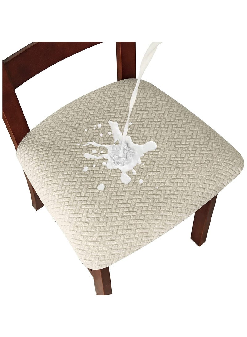 Jinzio Waterproof Chair Seat Covers Set of 6 for Dining Room, Stretch Removable Washable Dining Chair Seat Slipcovers for Home, Restaurant, Banquet,Kitchen Chair Seat Cushion Protector - Image 1