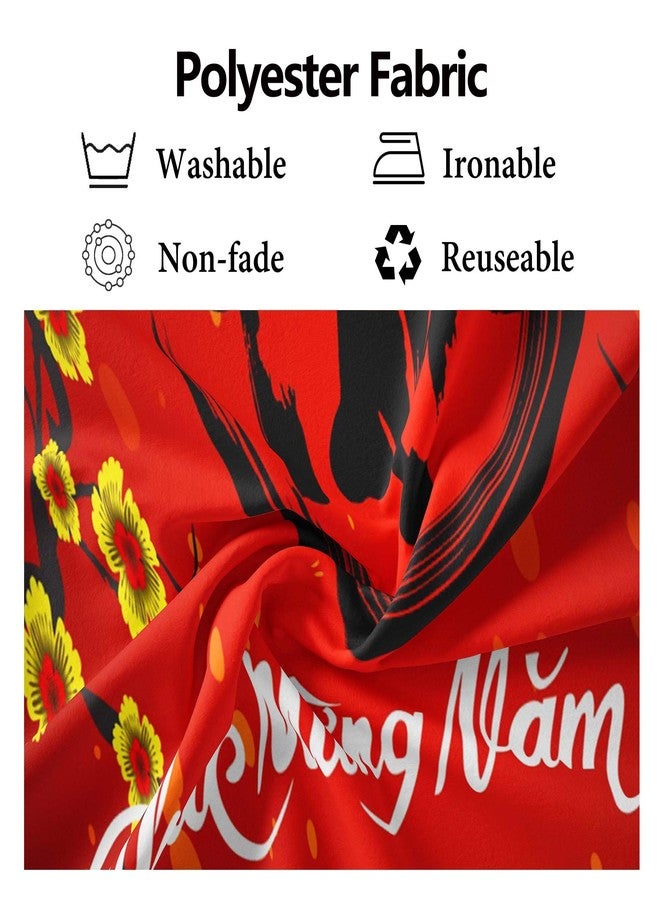 CORFOTO 7x5ft Fabric Vietnamese New Year Backdrop Happy Vietnamese New Year Backdrop Cherry Blossoms Red Lunar New Year Background Asian Festival Photo Booth Props - Image 5