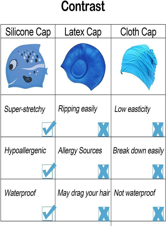 GUSTAVE® Kid Cute Silicone Swim Cap for All Head Shape, Cartoon Swimming Training Cap for Kids,Comfortable Swimming Cap Ideal - Image 2