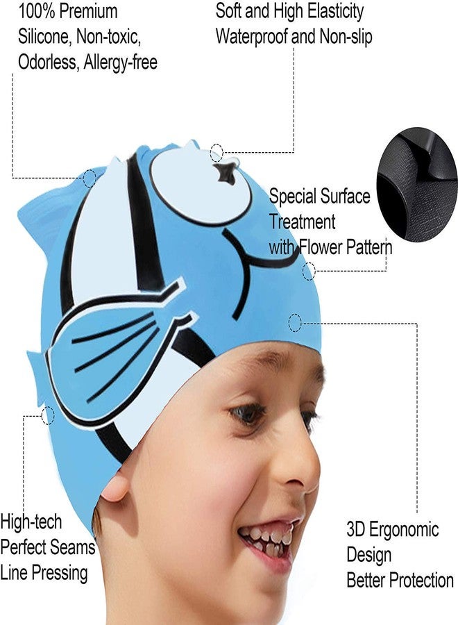 GUSTAVE® Kid Cute Silicone Swim Cap for All Head Shape, Cartoon Swimming Training Cap for Kids,Comfortable Swimming Cap Ideal - Image 4