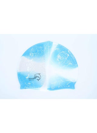 Generic Swimming Cap Silicone, Waterproof Head Diving Cap, Swimming Cap Professional, Light Blue * White