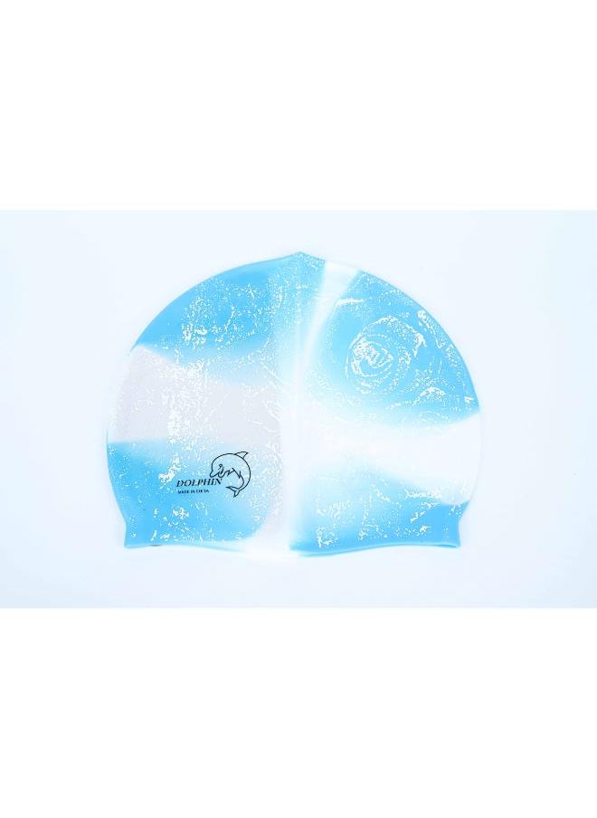 Generic Generic Swimming Cap Silicone, Waterproof Head Diving Cap, Swimming Cap Professional, Light Blue * White 