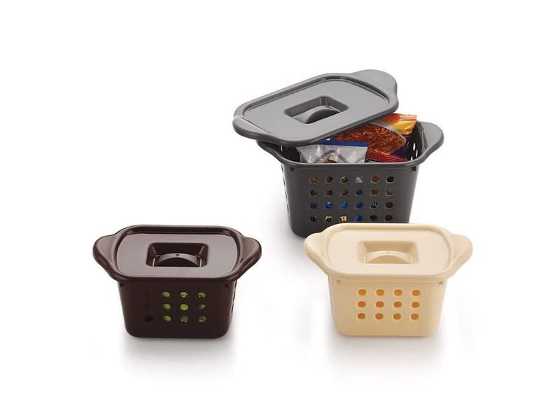 PRO ROOP Home Multipurpose Plastic Laundry Basket Woven DesignStorage Organizer With Lid Storage BasketOrganiserBasket With Lid22 - Image 1