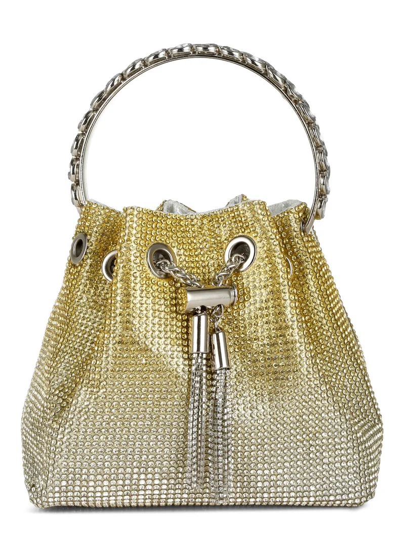 London Rag Round Handle Rhinestone Bucket Bag in Green