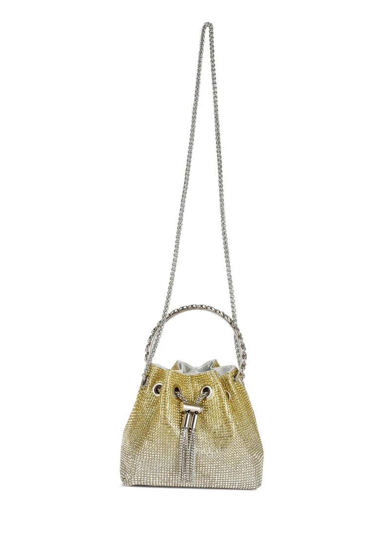 London Rag Round Handle Rhinestone Bucket Bag in Green