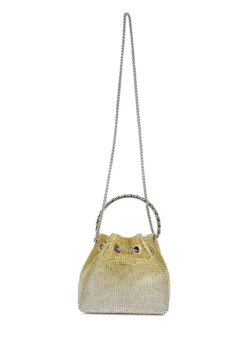London Rag Round Handle Rhinestone Bucket Bag in Green