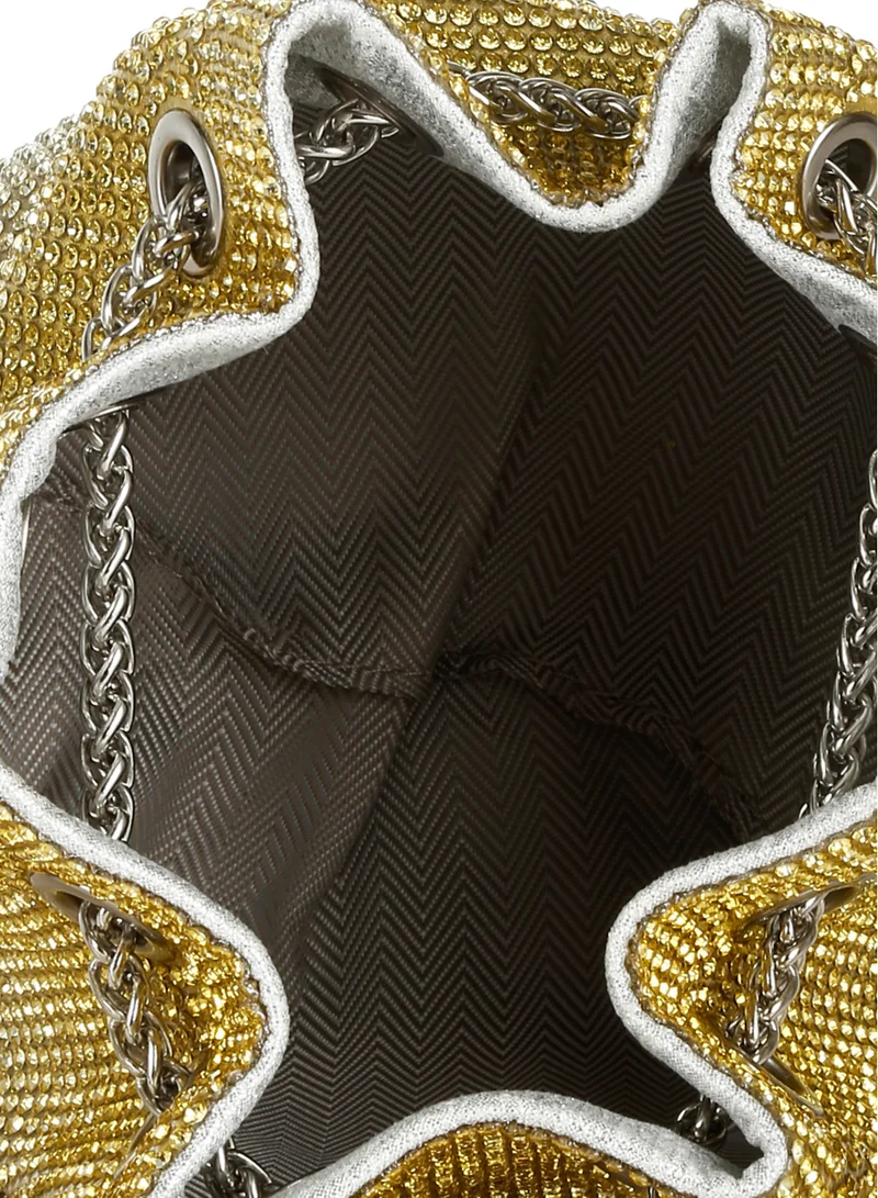 London Rag Round Handle Rhinestone Bucket Bag in Green