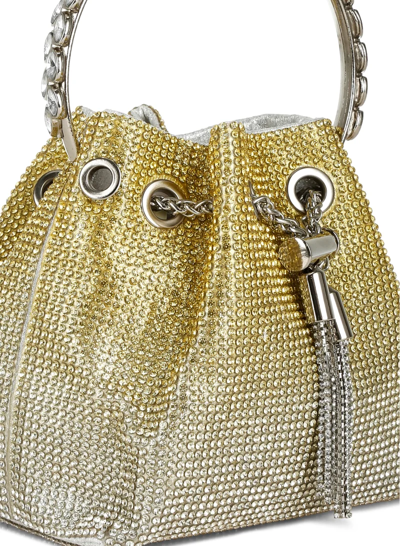London Rag Round Handle Rhinestone Bucket Bag in Green