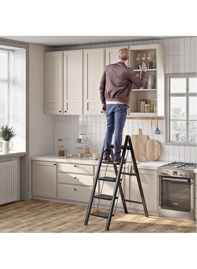 eBasket A sturdy, foldable metal ladder with five steps, capable of supporting up to 180 kg, with a convenient size for easy storage and versatile use... - Image 3