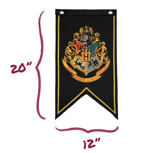 Conquest Journals Harry Potter Wizarding House Banner Flag Set, 12'' x 20'' Polyester Flags, Set of 5 Includes Hogwarts Crest, Gryffindor, Slytherin, Ravenclaw & Hufflepuff Banners, Birthday Party - Image 2