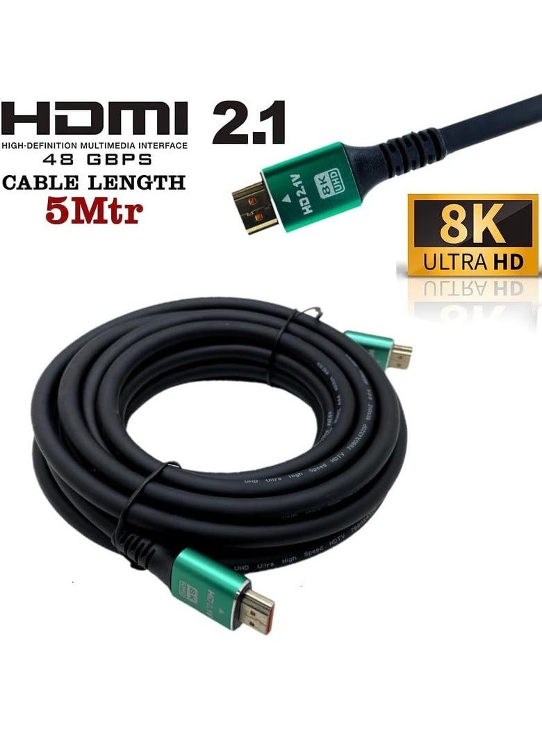 aizong HDMI 8K - 4K Cable (5M) 48Gbps High Speed HDMI 8K 2.1V Connectors, Ultra HD, HDR Video, ARC Support HDTV 8K - 4K - 2K - 1440P - 1080P Compatible - Green - Image 2