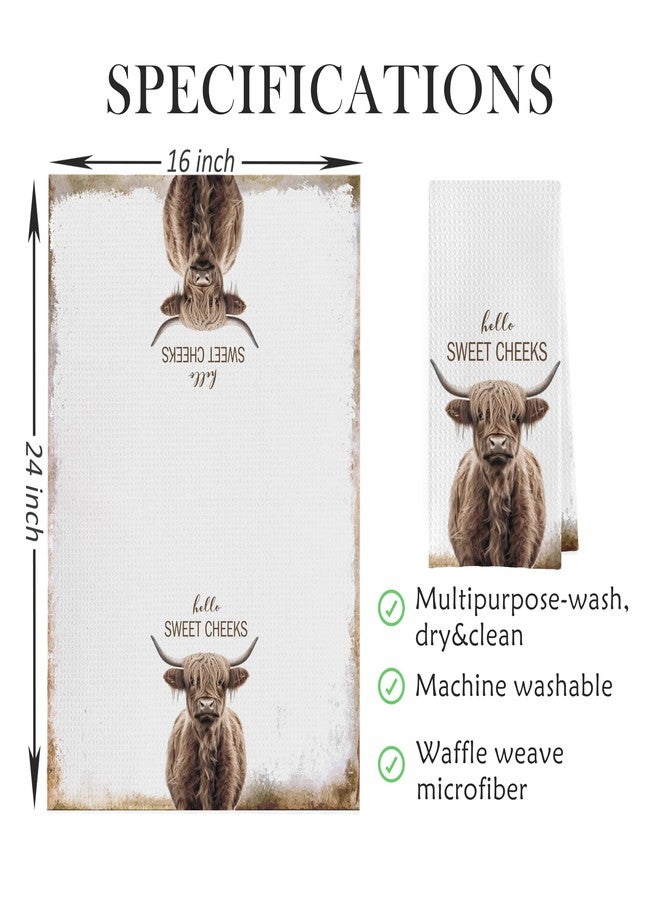 Geqtt Highland Cow Bathroom Towels - Farmhouse Cow Decorative Hand Towels, Funny Bathroom Hand Towels (16×24 Inches) - Image 5