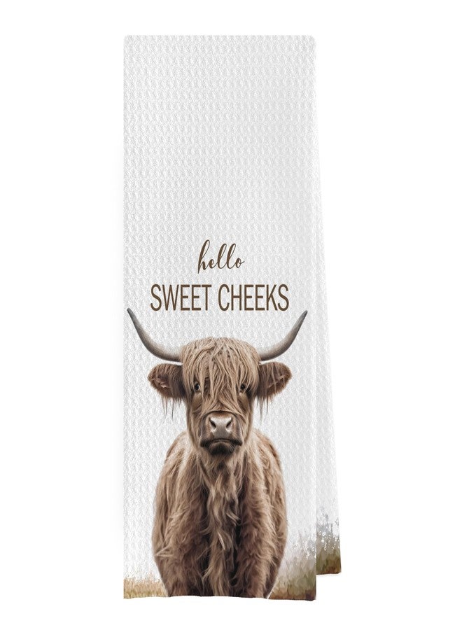 Geqtt Highland Cow Bathroom Towels - Farmhouse Cow Decorative Hand Towels, Funny Bathroom Hand Towels (16×24 Inches) - Image 1