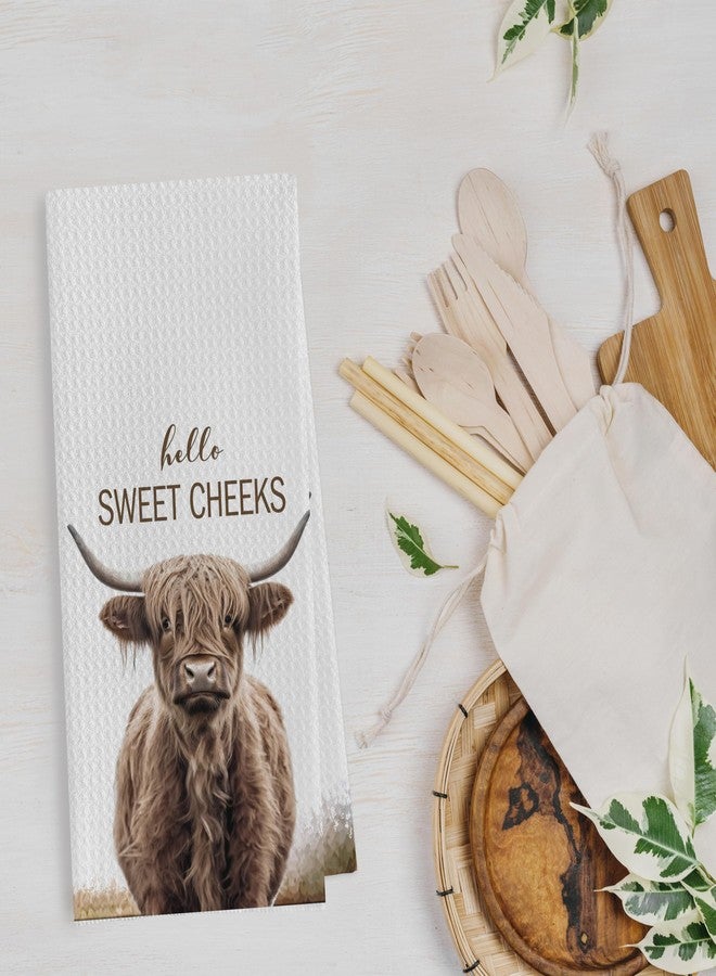 Geqtt Highland Cow Bathroom Towels - Farmhouse Cow Decorative Hand Towels, Funny Bathroom Hand Towels (16×24 Inches) - Image 3