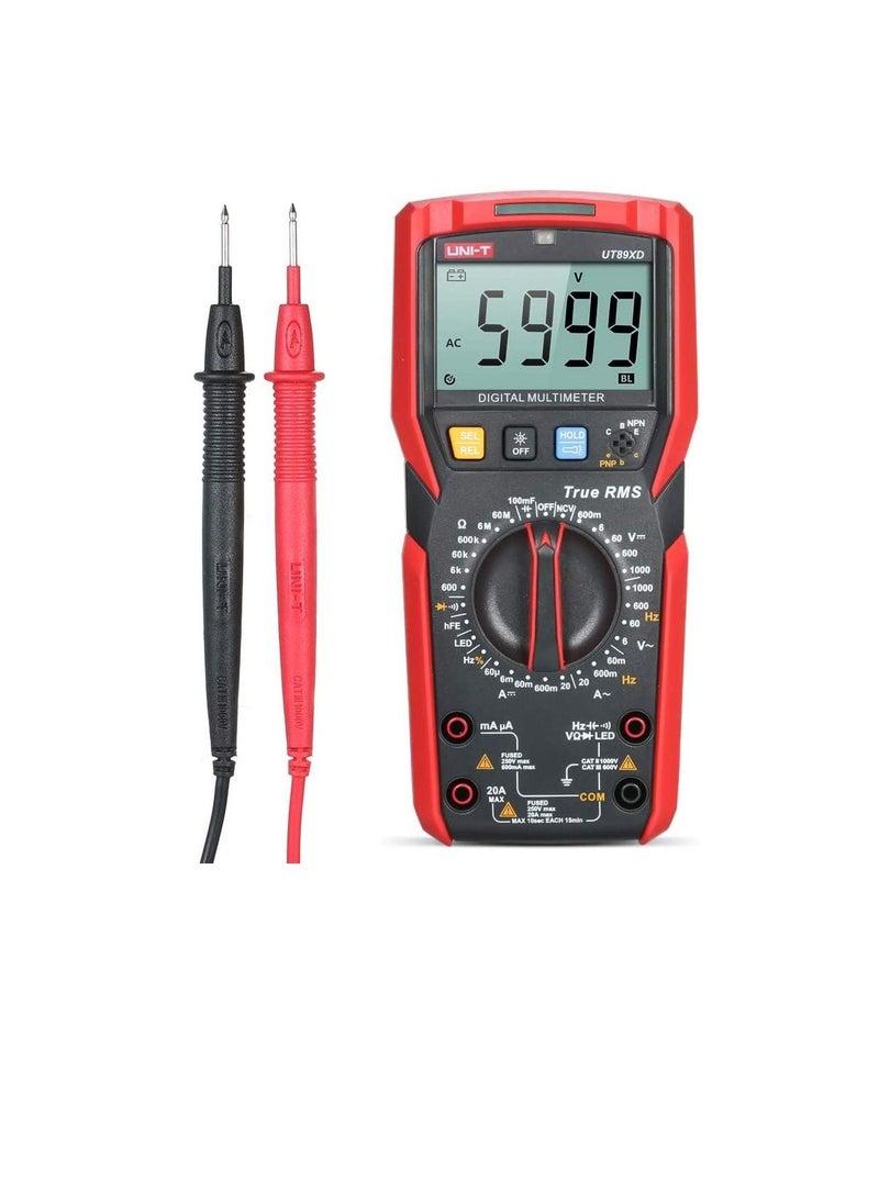UNI-T - UNI-T UT89XD Digital Multimeter High Accuracy Handheld Mini Universal Meter 6000 Counts LCD Display True RMS Measure AC/DC Voltage Current Resistance Capacitance LED Test Frequency Diode Tester with - Image 1
