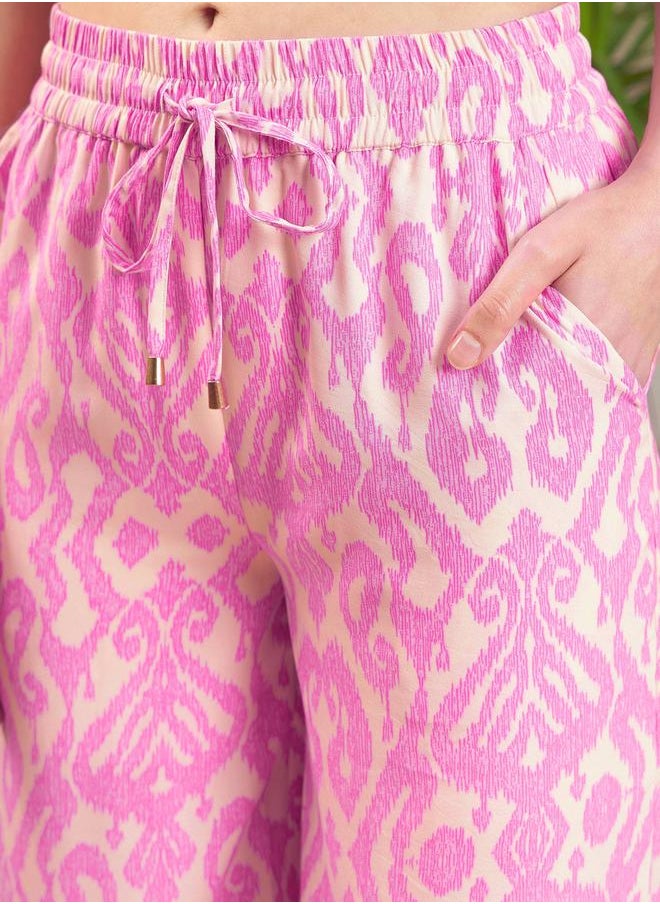 SASSAFRAS - Ikat Print Tiered Shirt with Palazzo Pants Co-Ords by Styli - Image 1