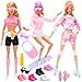HONLAELLA 26 PCS Doll Clothes and Accessories Rollerskating Set with Skates Helmet Sun Hat Swimsuit Hoodies Fashion Top and Pants Stockings Dolls Bag Shoes Headset Glasses for 115 Inch Girls Doll - Image 2
