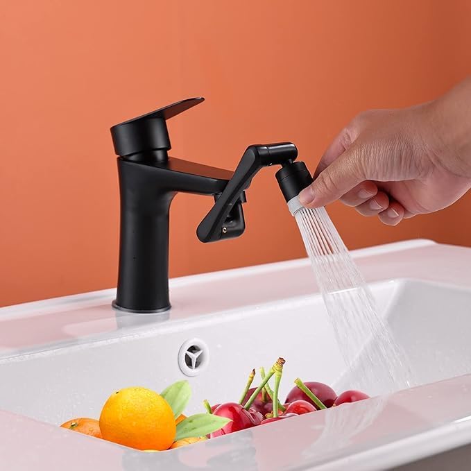 Snevad 1080? Rotating Faucet Extender, Splash Filter Faucet Aerator with Dual Modes Heavy Duty Rotating Sink Extension, Universal Swivel Robotic for Kitchen Bathroom Sink Filter Black, 3.54 inch - Image 4