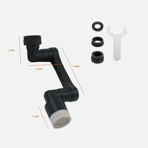 Snevad 1080? Rotating Faucet Extender, Splash Filter Faucet Aerator with Dual Modes Heavy Duty Rotating Sink Extension, Universal Swivel Robotic for Kitchen Bathroom Sink Filter Black, 3.54 inch - Image 2