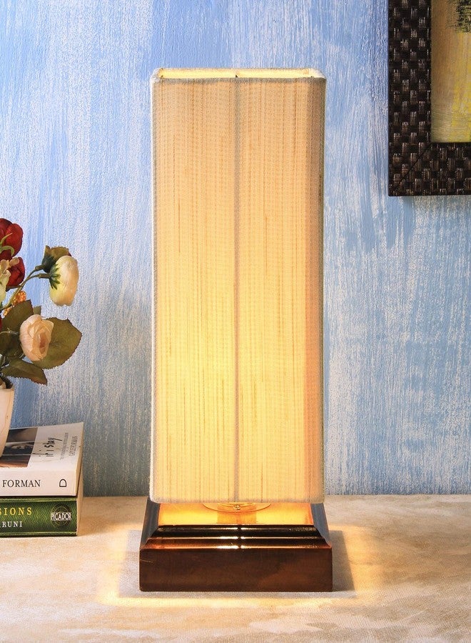 Devansh Wood Off-White Table Lamp - Image 1