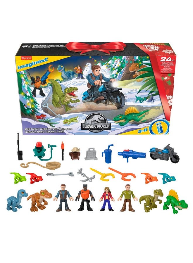 JURASSIC WORLD Fisher-Price Imaginext Jurassic World Advent Calendar, Christmas Gift of 25 Dinosaur Toys & Figures for Preschool Kids Ages 3+ Years - Image 1