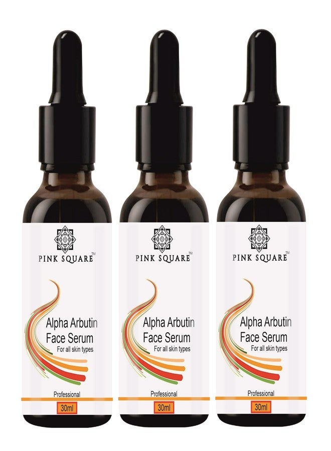 Pink Square Alpha Arbutin Serum for Glowing Skin (Pack of 3, Each 30 ml)|Serum for Face, Maintain Acne and Dark Spots Anti-Pigmentation Face serum for Men and Women Helps Remove Blemishes and Acne| - Image 1