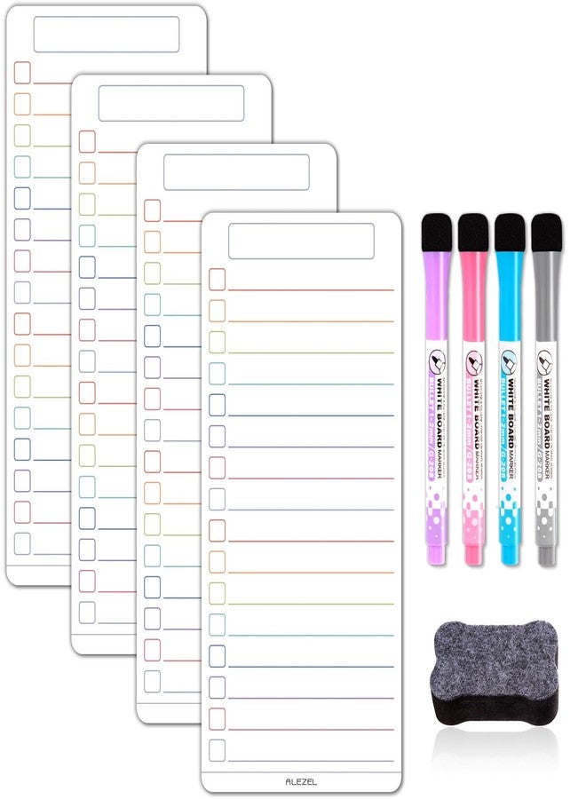 ALEZEL Magnetic Dry Erase List Board for Refrigerator, Reusable to Do List Board Set for Fridge- Includes 4 Dry Erase Shopping List Boards, 4 Markers + Eraser - Image 1