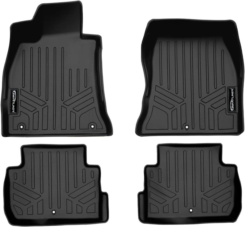 SMARTLINER Custom Fit All Weather 2 Row Black Floor Mat Liner Set for 2018-2023 Kia Stinger RWD - Image 1
