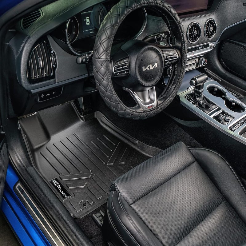 SMARTLINER Custom Fit All Weather 2 Row Black Floor Mat Liner Set for 2018-2023 Kia Stinger RWD - Image 2
