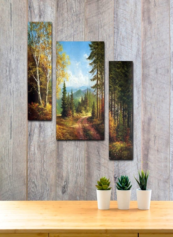 pnf Poster And Frames Hand Painting Landscape Scenery MDF Panel | For Living, Bedroom | Home Decoration Item | Best Gifting Option | Set Of 3 (MDF,Multicolour,18x12inch) -178 - Image 3