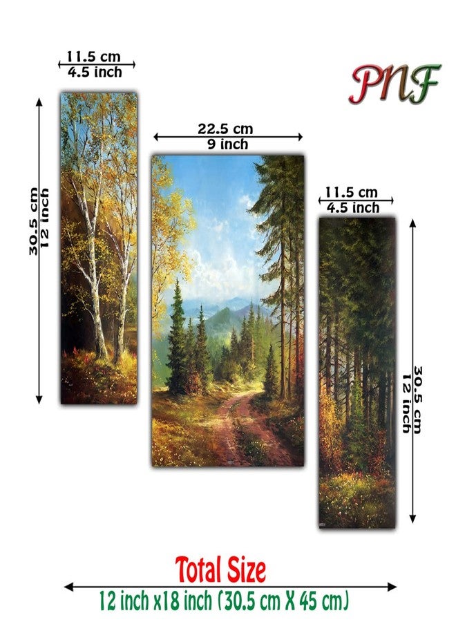 pnf Poster And Frames Hand Painting Landscape Scenery MDF Panel | For Living, Bedroom | Home Decoration Item | Best Gifting Option | Set Of 3 (MDF,Multicolour,18x12inch) -178 - Image 2