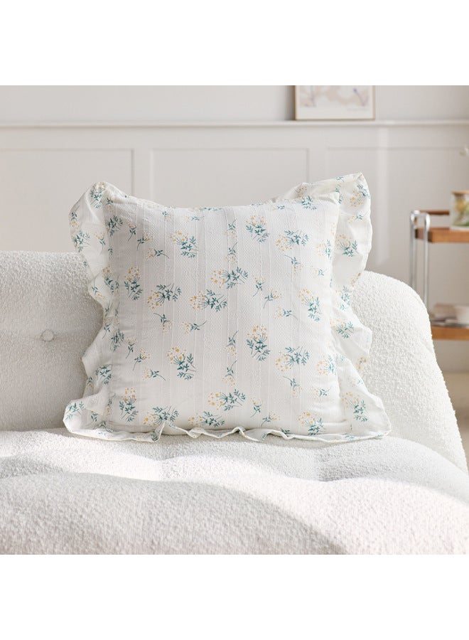 Style Fresh Pillowcase Cotton Linen Ruffle Edge Living Room Sofa Decorative Cushion Headboard Soft Pillow Custom-made