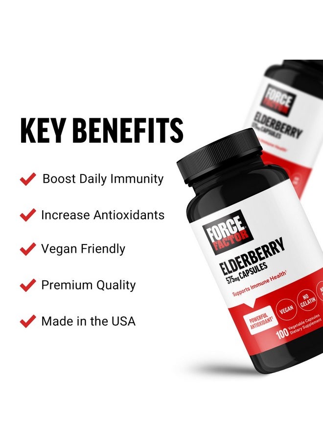 Force Factor FORCE FACTOR Elderberry Capsules, Immunity Supplement and Antioxidants Supplement for Men and Women, Daily Immunity Boost, Vegan, No Gelatin, Non-GMO, 100 Vegetable Capsules  - Image 2