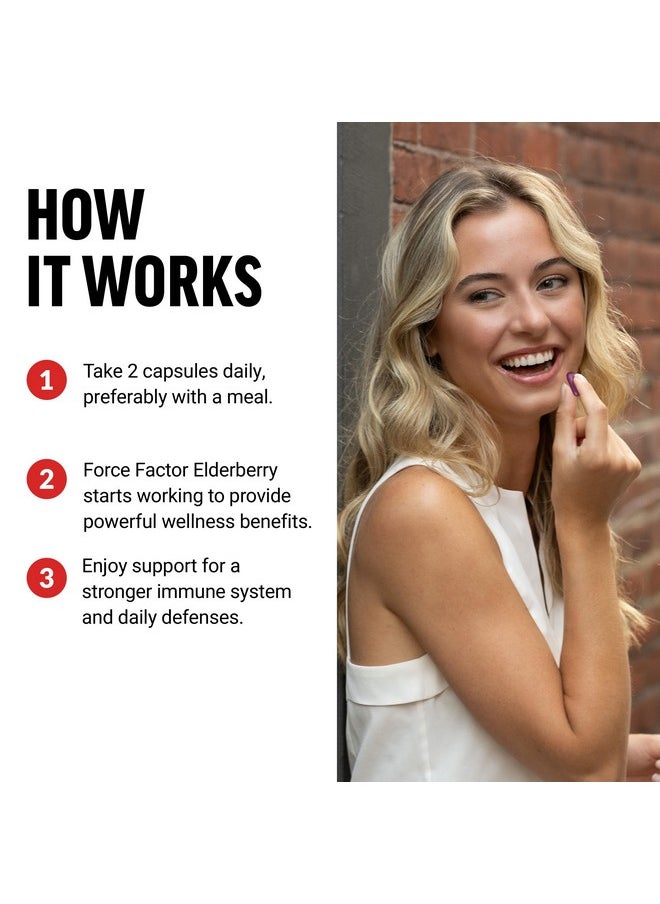Force Factor FORCE FACTOR Elderberry Capsules, Immunity Supplement and Antioxidants Supplement for Men and Women, Daily Immunity Boost, Vegan, No Gelatin, Non-GMO, 100 Vegetable Capsules  - Image 4
