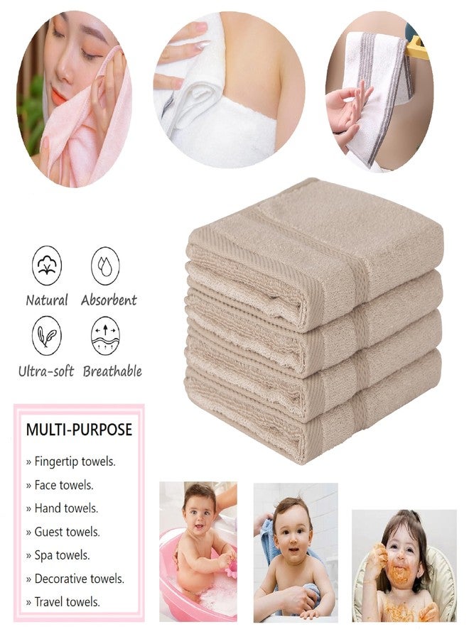Mother Earth Mother-Earth 4 Pcs Light Brown Fingertip Towels for Bathroom - 11 x 18 Inches, Extra Absorbent and Soft Terry Towels for Sensitive Skin, Quick Dry - Image 3