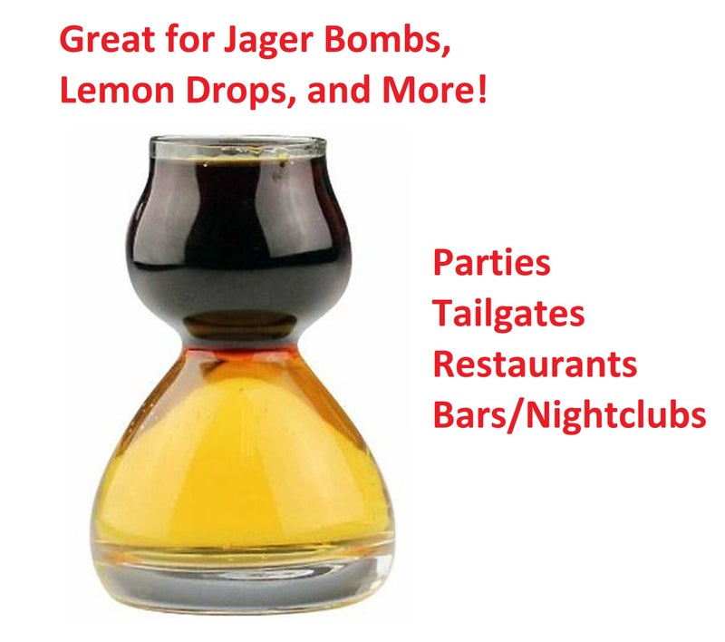 QUAFFER Double Bubble Layered PLASTIC Shot Glass – Clear Chaser Shot Glass Jigger for Smooth Tasty Shots – Fun Unique Split Shot Glasses Barware (Set of 4) - Image 3