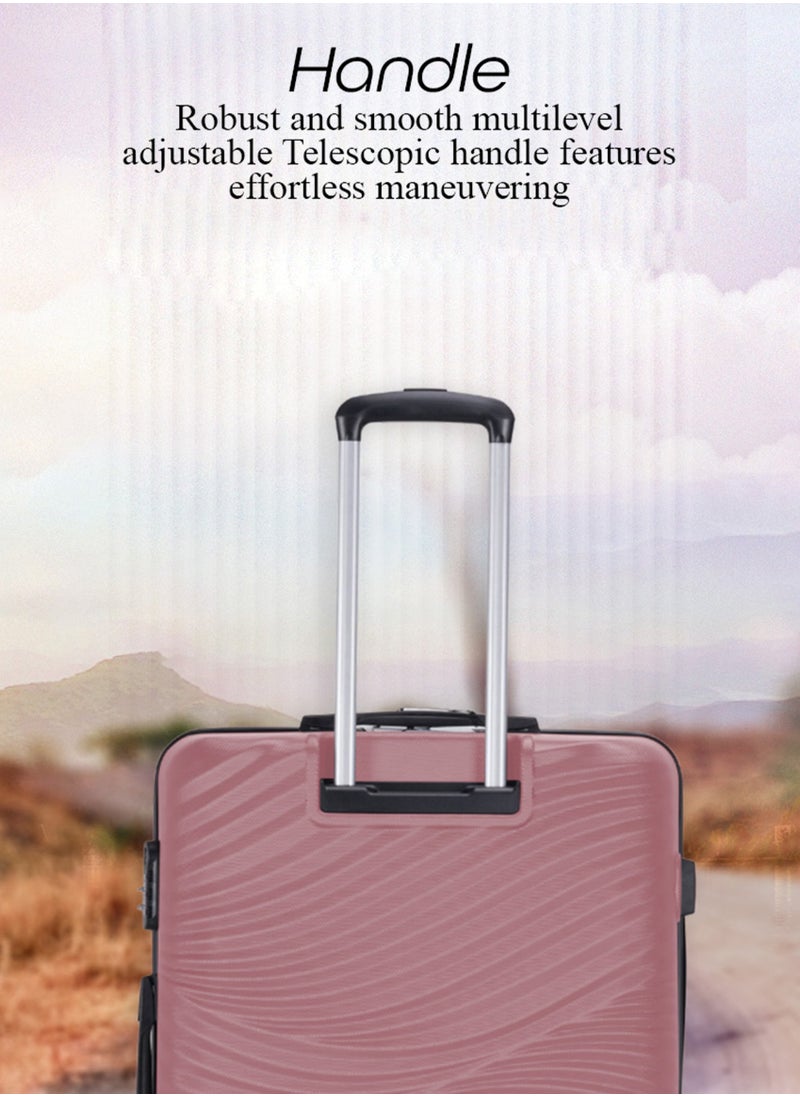 VIPTOUR - ABS Hardside 3-Piece Trolley Luggage Set, Spinner Wheels with Number Lock 20,24,28 Inches Rose Pink - Image 1